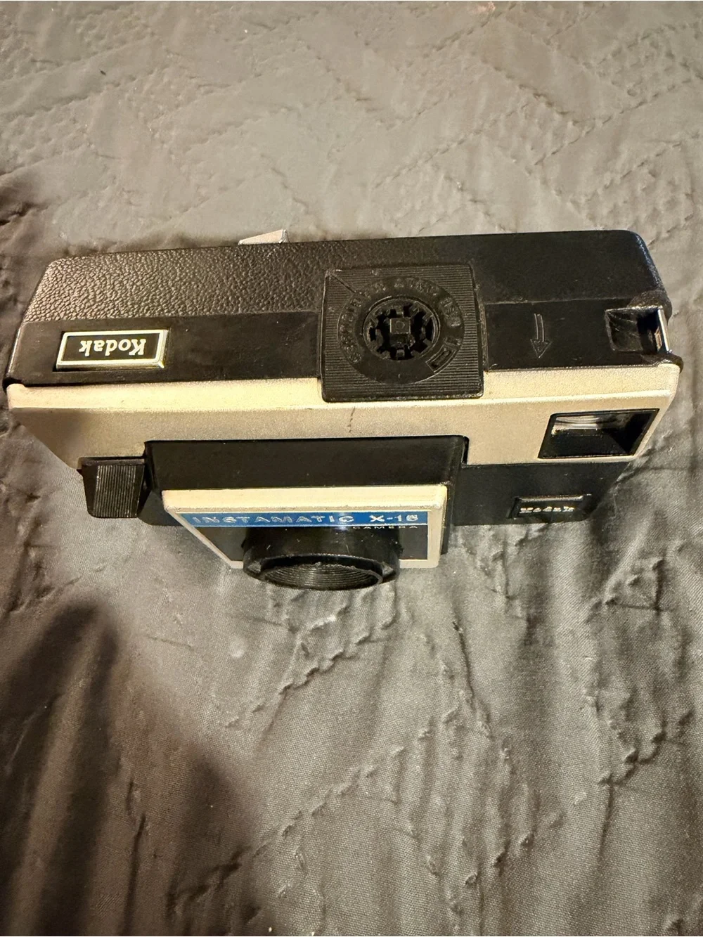 Kodak Instamatic X-15 Camera in Black, Cream and Blue with Brown Case
